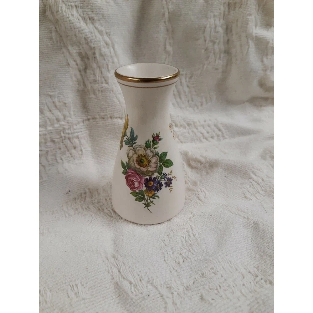 Vintage FLORA KERAMIEK GOUDA Mini Bud Vase Floral Pattern HOLLAND Pottery Vase